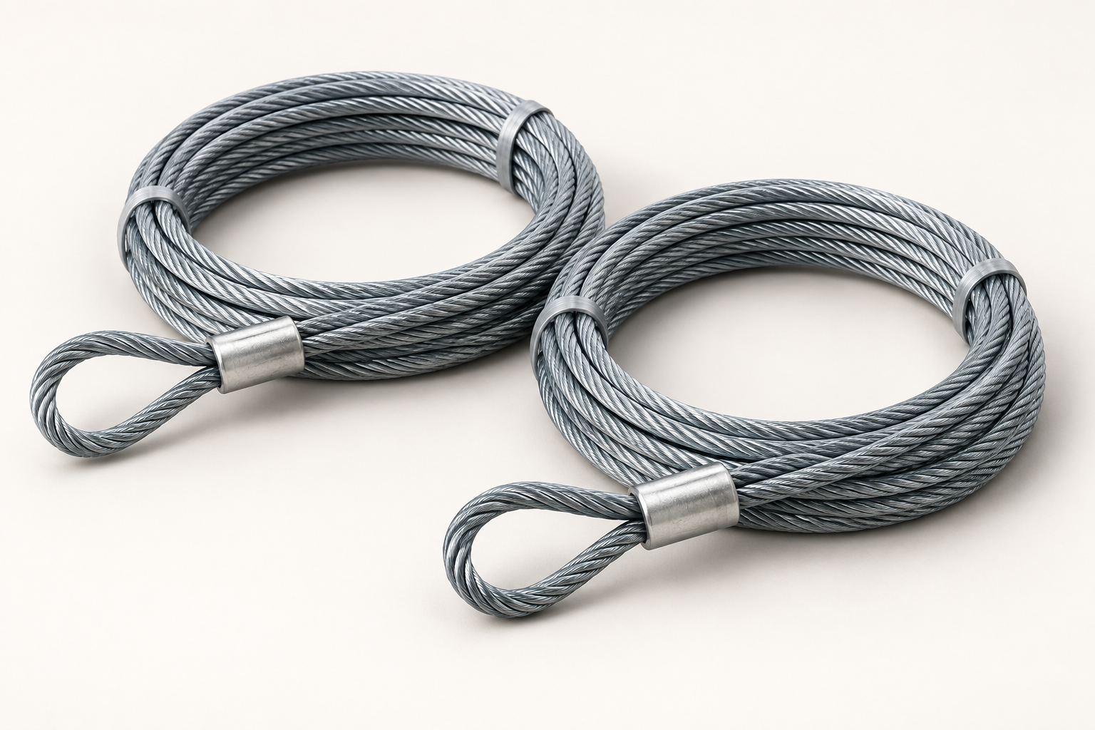Illustration of galvanized garage door lifting cables with loop ends