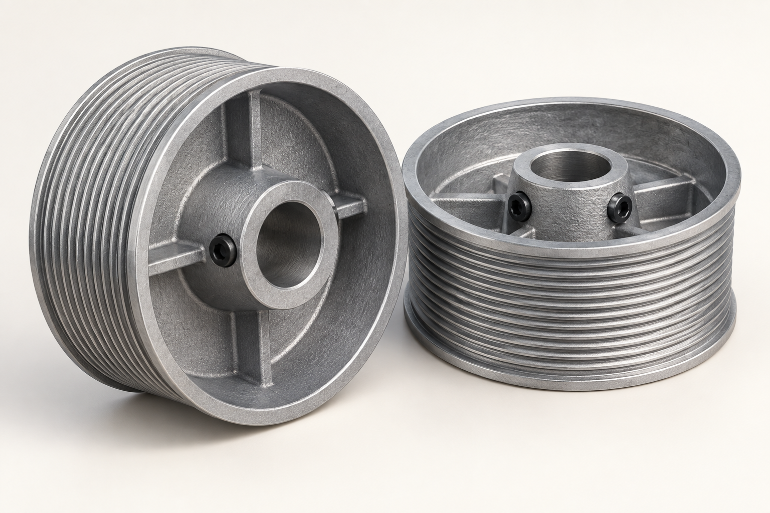 Illustration of grooved aluminum garage door cable drums