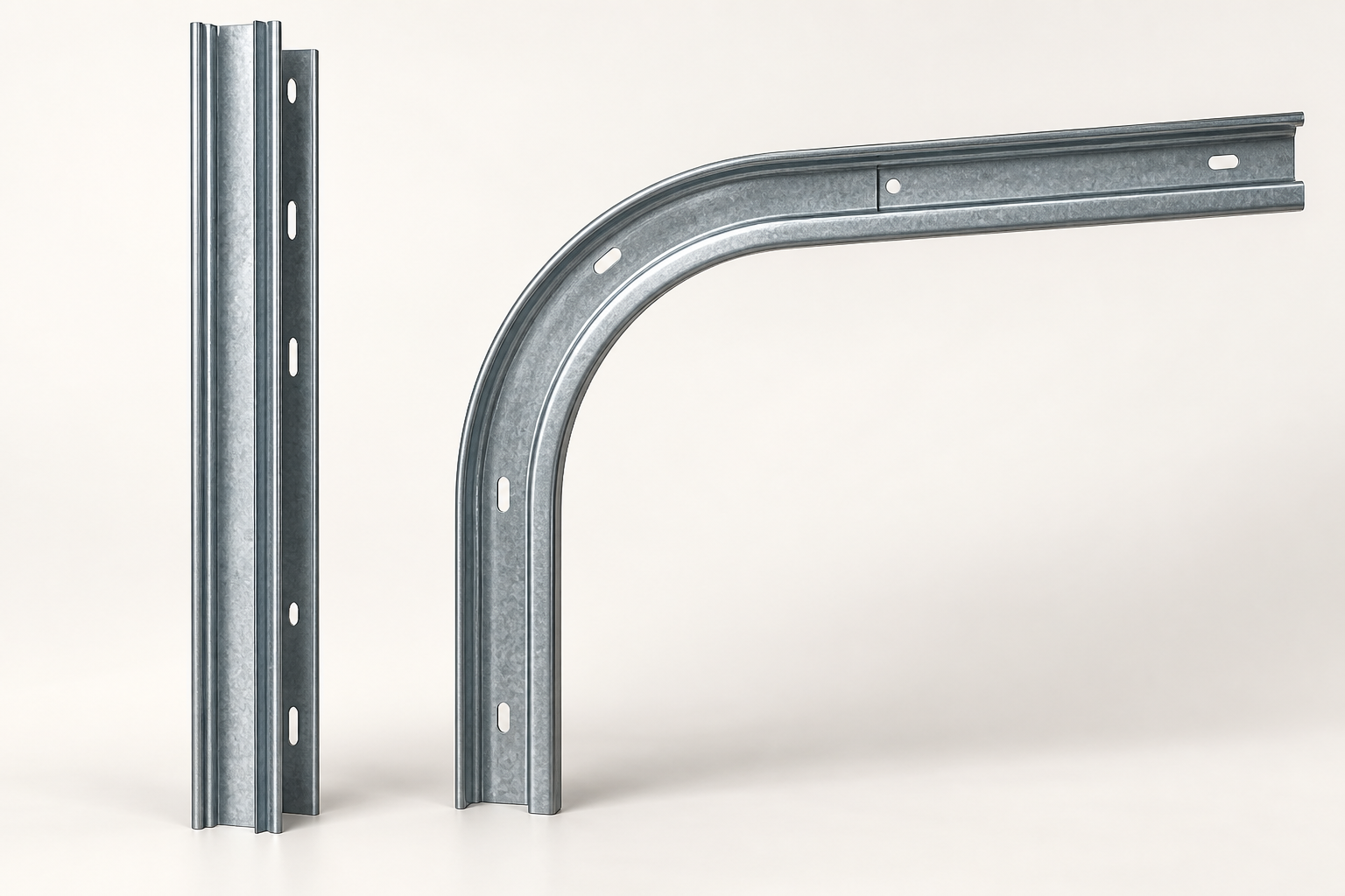 Illustration of galvanized garage door track replacement components